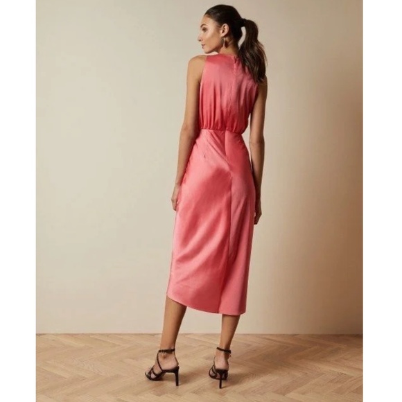 Ted Baker Pohshan Keyhole Wrap Midi Dress in Pink - Picture 3 of 9
